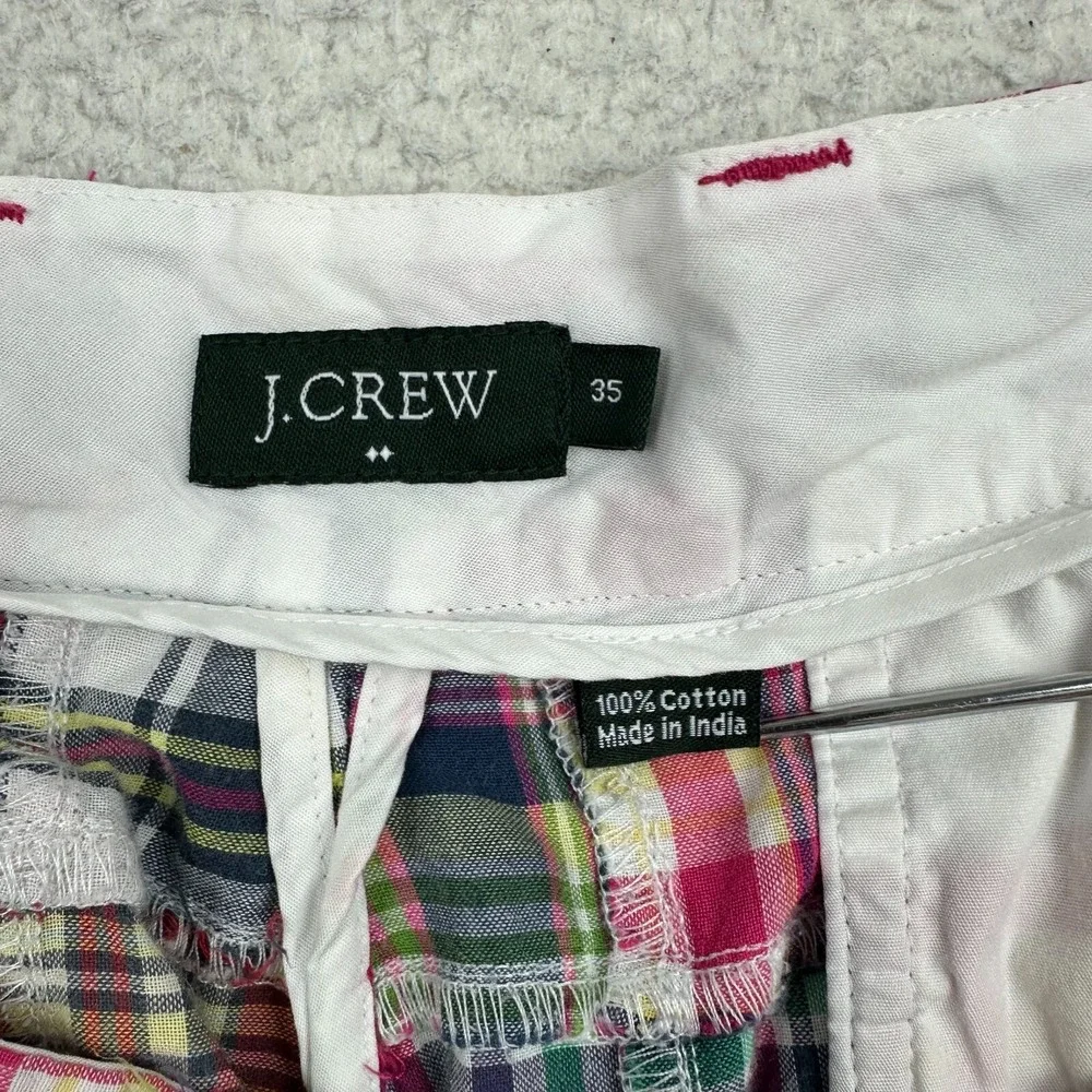 J CREW Shorts Mens 35 Madras Plaid‎ Patchwork Multicolor 100% Cotton Chino 9